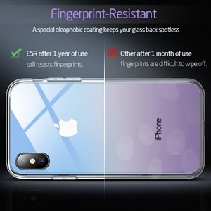 ESR iPhone XS Max Kılıf, Glass Back Case,Purple+Blue