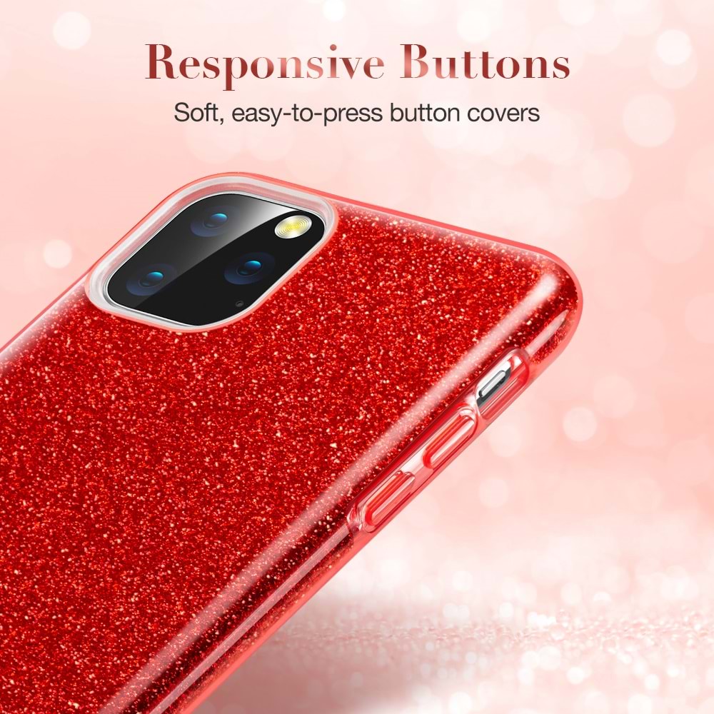 ESR iPhone 11 Pro Max Kılıf, Makeup Glitter,Red