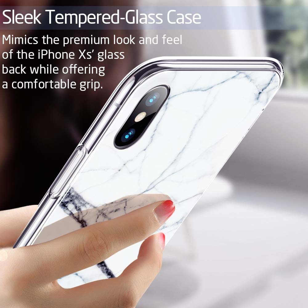 ESR iPhone XS/X Kılıf, Marble Glass,White