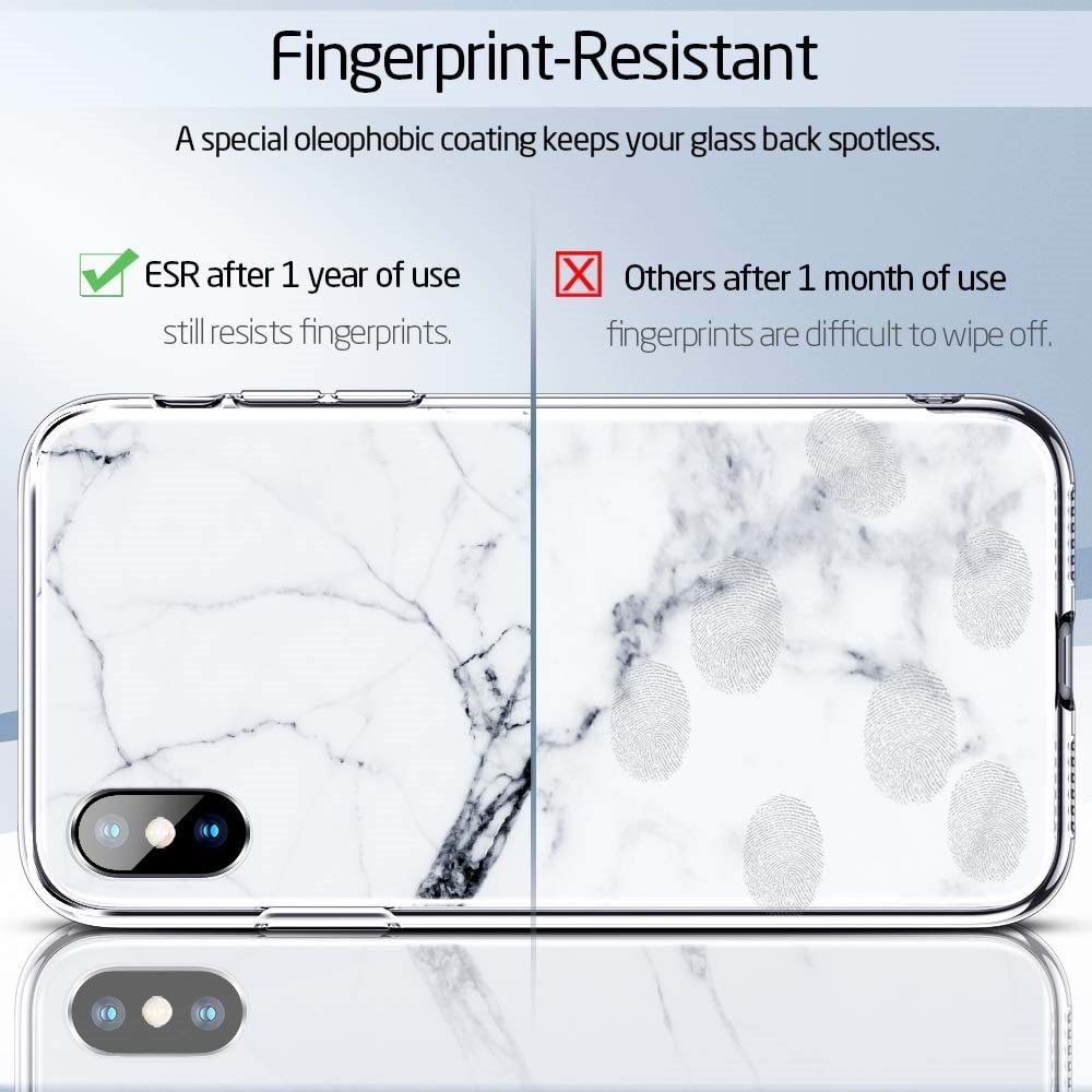 ESR iPhone XS/X Kılıf, Marble Glass,White