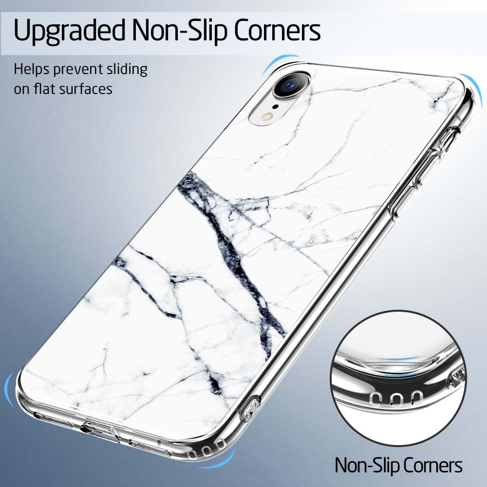 ESR iPhone XR Kılıf, Marble Glass,White