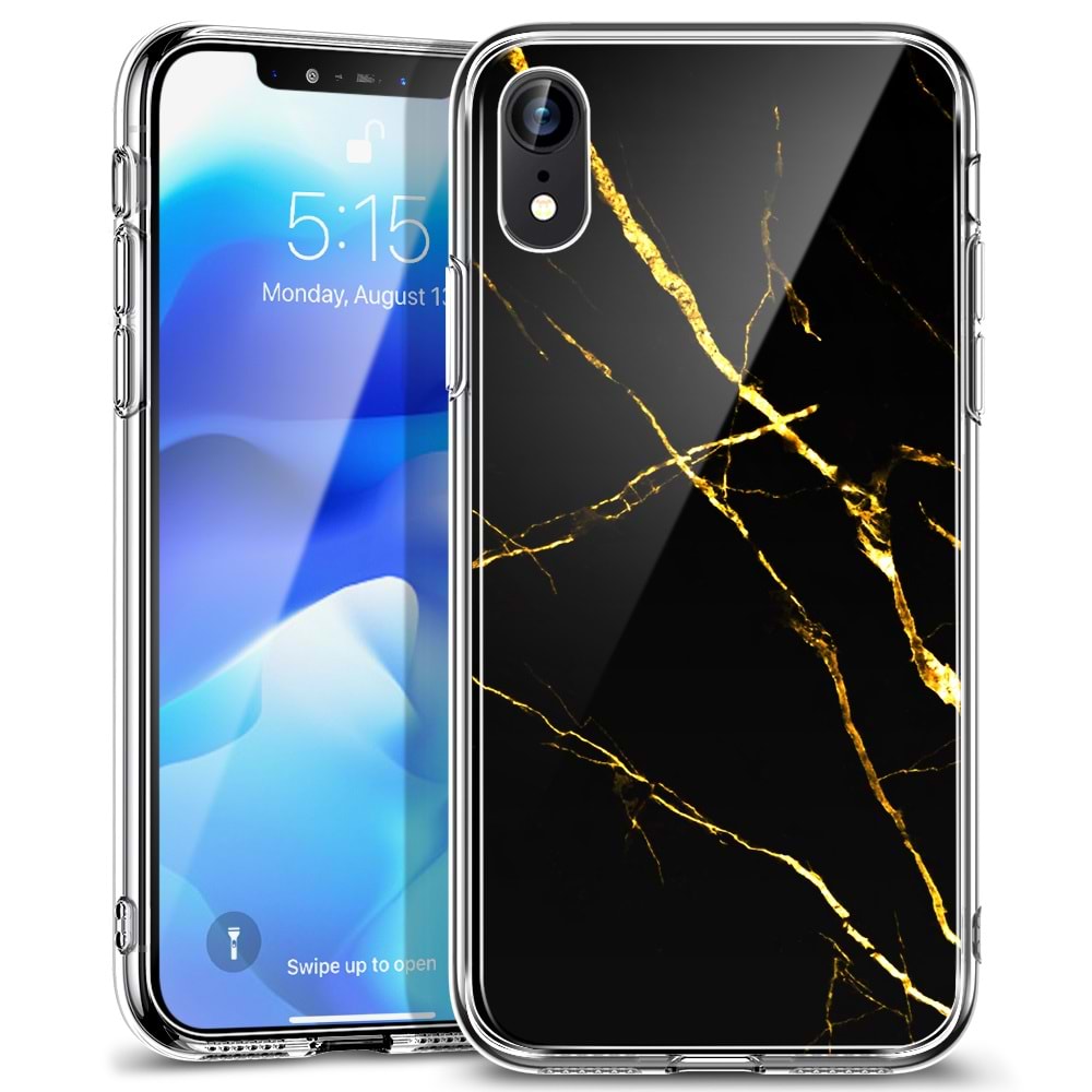 ESR iPhone XR Kılıf, Marble Glass,Black Gold