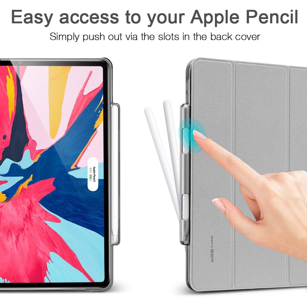 ESR iPad Pro 11 2018 Kılıf, Yippee pencil holder,Silver Gray