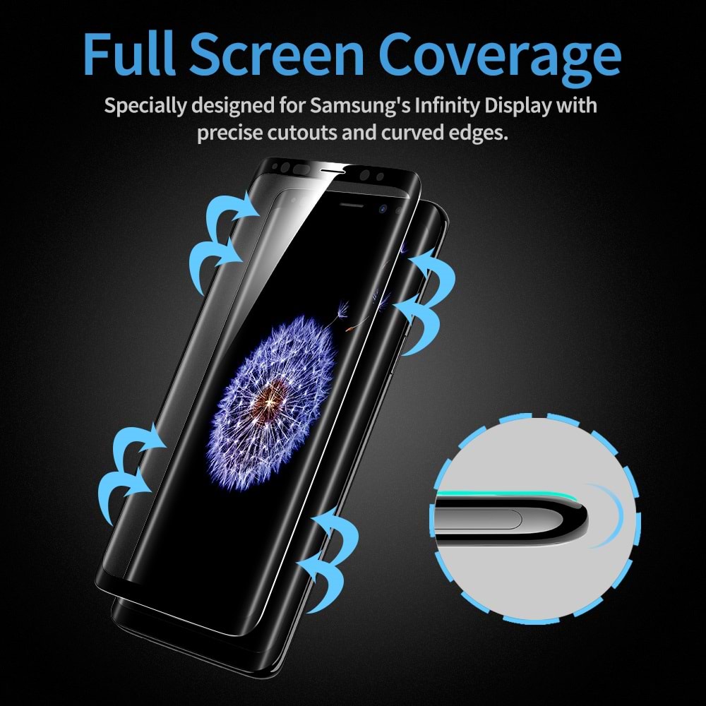 ESR Samsung S9 Cam Ekran koruyucu, Fullcover Black Edge
