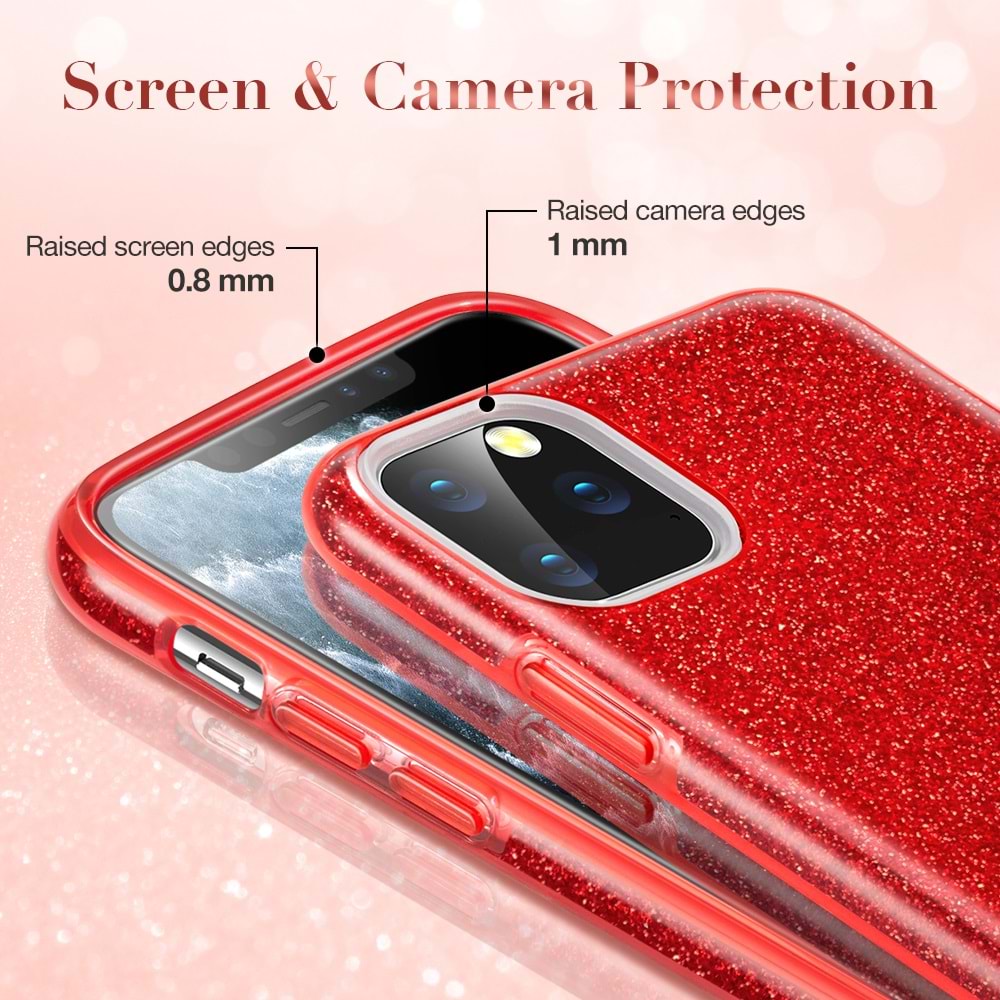 ESR iPhone 11 Pro Kılıf, Makeup Glitter,Red