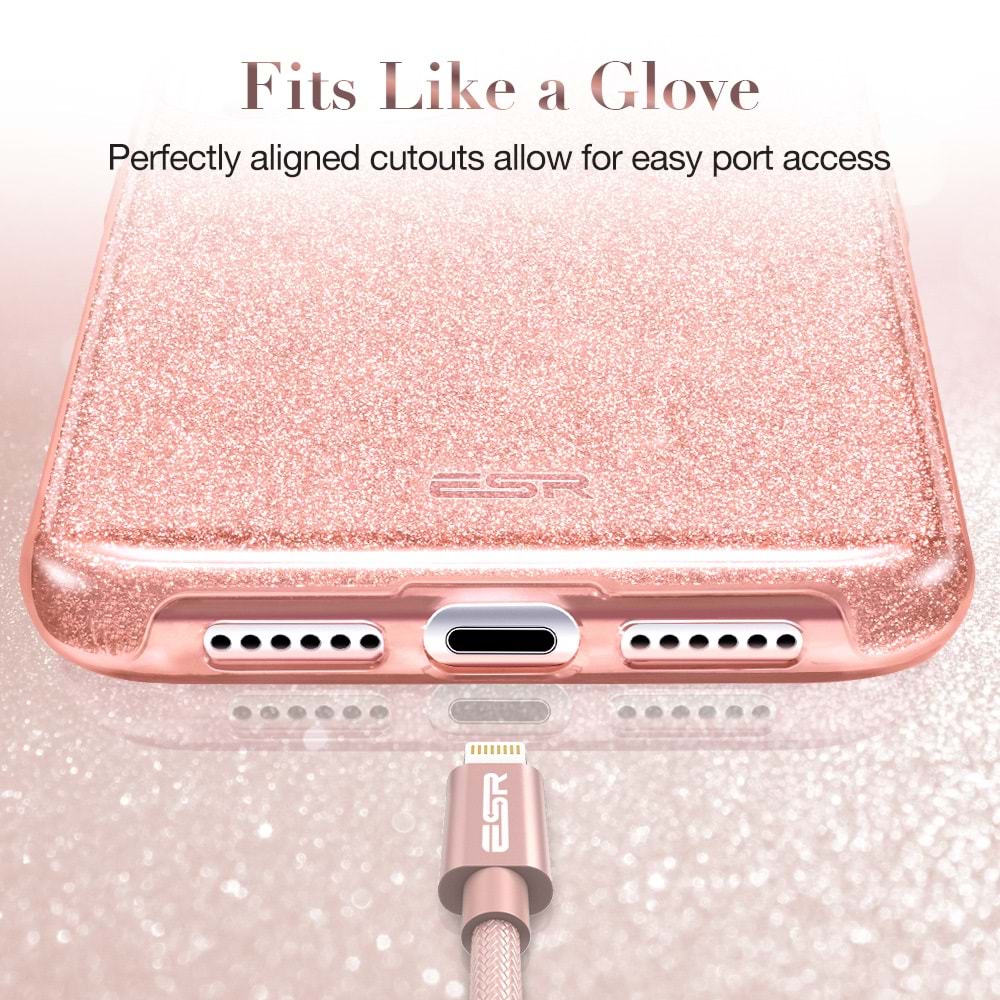 ESR iPhone 11 Kılıf, Makeup Glitter,Coral