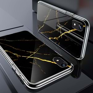 ESR iPhone XR Kılıf, Marble Glass,Black Gold