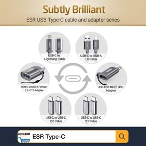 ESR Type-C Kablo,1metre Gri