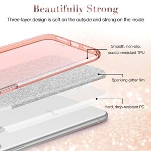 ESR iPhone 11 Kılıf, Makeup Glitter,Coral