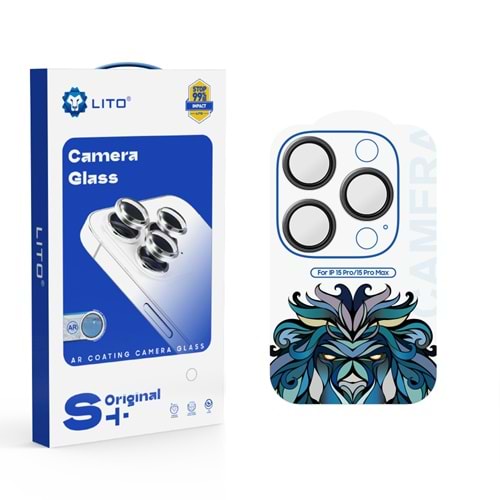 Lito S+ Anti-Reflective iPhone 15 Pro/15 Pro Max Kamera Koruyucu Black Titanium